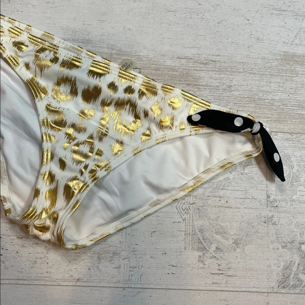 Victorias Secret Gold Foil Anima Print Bikini Bottoms Size Large